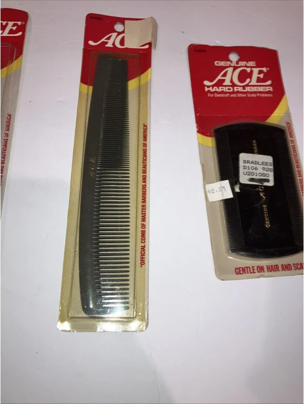Lot Of 4 Vintage Genuine Ace Hard Rubber Mix Combs OLD NEW STOCK “RARE” 💈 💈